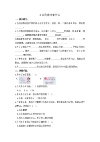 人教部编版六年级上册(道德与法治)第二单元 我们是公民3 公民意味着什么练习