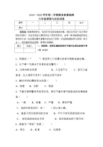 六年级下册道德与法治期末试卷（无答案）