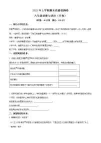 【小升初真题卷】2021-2022学年湖南省长沙市雨花区部编版六年级下册期末质量检测道德与法治试卷（原卷版+解析版）