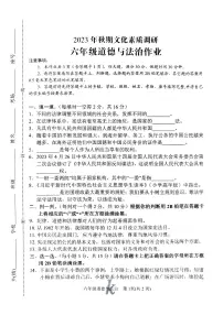河南省南阳市西峡县2023-2024学年六年级上学期11月期中道德与法治试题