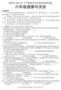 湖南省郴州市2023-2024学年六年级上学期期末考试道德与法治试题
