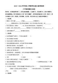 2023-2024学年山东省临沂市平邑县统编版六年级上册期末考试道德与法治试卷（原卷版+解析版）