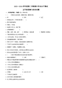 2023-2024学年山东省济宁市汶上县统编版五年级下册期中考试道德与法治试卷（原卷版+解析版）