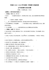 2023-2024学年山东省济宁市邹城市统编版五年级下册期中考试道德与法治试卷（原卷版+解析版）