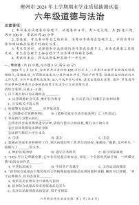 湖南省郴州市2023-2024学年六年级下学期期末学业质量抽测道德与法治试卷