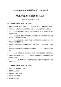2025年春+统编版《道德与法治》六年级下册+期末学业水平检测试卷(三)（原卷+答案解析）