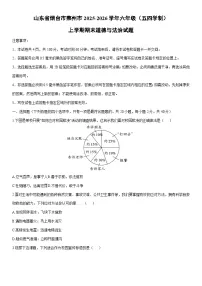 2025-2026学年山东省烟台市莱州市六年级（五四学制）上学期期末道德与法治试卷（学生版）