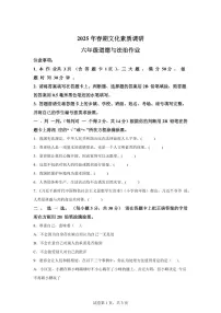 【统编版】2024~2025学年河南省南阳市西峡县六年级下学期期中素质调研道德与法治试题【含答案】