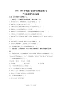 【统编版】2024~2025学年湖北省荆州市石首市六年级下学期期中考试道德与法治试题【含答案】