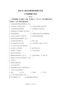 【统编版】2024~2025学年湖南省永州市冷水滩区六年级下学期期末考试道德与法治试题【含答案】