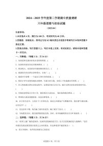 【统编版】2024~2025学年江苏省徐州市沛县六年级下学期期中质量调研道德与法治试题【含答案】
