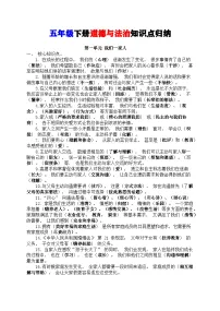 五下道德与法治【知识点】练习及答案人教版五年级下册道德与法治