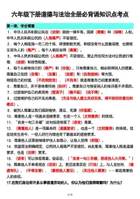 人教版六年级下册道德与法治《全册重点知识点汇总 必背知识点考点》学案