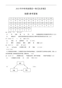 (北京卷)2023年中考考前最后一卷:地理(参考答案)