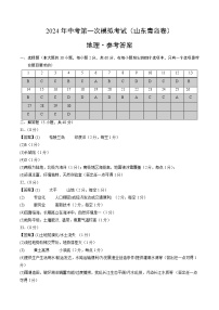 2024年初三中考第一次模拟考试试题：地理（山东青岛）（参考答案及评分标准）