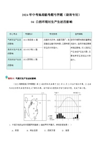 2024年中考地理专项押题（湖南专用）04 自然环境对生产生活的影响（原卷版+解析版）