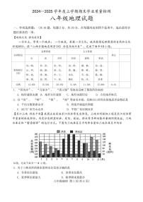 湖北省襄阳市2024-2025学年八年级上学期期末地理试题