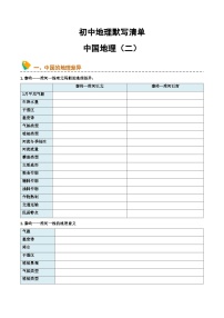 初中地理默写清单（中国地理二）-2025年会考地理知识点梳理