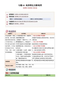 2025年中考地理专题复习讲义专题03 地形特征及影响类(答题模板)(原卷版)