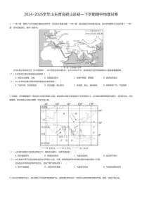 2024~2025学年山东青岛崂山区初一下学期期中地理试卷（有答案解析）