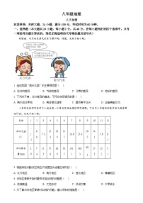 安徽省蚌埠市蚌山区八年级下学期期中地理试题（原卷版）-A4