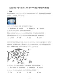 山东省泰安市东平县2025~2026学年八年级上册期中地理试卷（含答案）