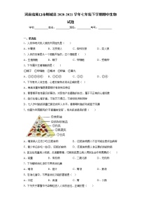 河南省周口市郸城县2020-2021学年七年级下学期期中生物试题（word版 含答案）