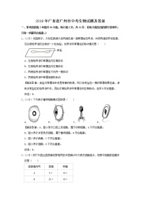 2019年广东省广州市中考生物试题及答案