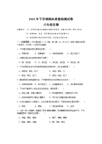 湖南省邵阳邵东市2020-2021学年八年级上学期期末考试生物试题