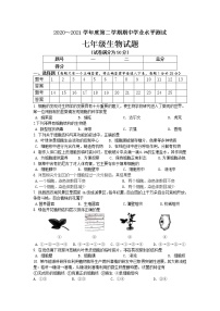 江苏省连云港市东海县2020-2021学年七年级下学期期中考试生物试卷（word版 含答案）