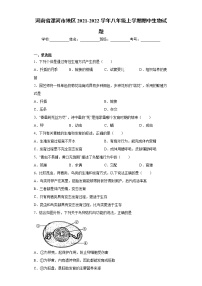 河南省漯河市地区2021-2022学年八年级上学期期中生物试题（word版 含答案）