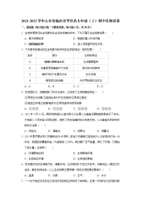 山东省临沂市平邑县2021-2022学年上学期七年级期中生物试卷（word版 含答案）