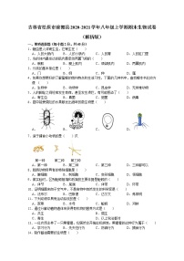 吉林省松原市前郭县2020-2021学年八年级上学期期末生物试卷（word版 含答案）