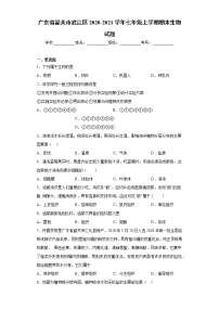 广东省韶关市武江区2020-2021学年七年级上学期期末生物试题（word版 含答案）