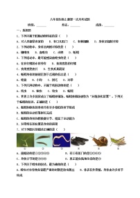 河北省保定市雄县板东中学2021-2022学年八年级上学期第一次月考生物试题（Word版无答案）