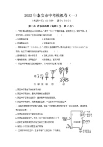 2022年山东省泰安市生物中考模拟卷（一）（word版含答案）