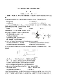 2022年湖南省湘潭市湘乡市初中学业水平考试模拟生物试题(word版无答案)