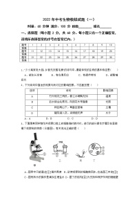 2022年湖南省娄底市涟源市中考模拟（一）生物试题