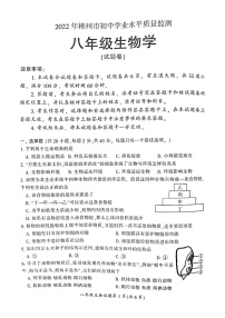 2022年湖南省郴州市初中学业水平考试质量监测初中生物试卷