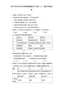 江西省景德镇市2021-2022学年八年级上学期期末生物试卷 (word版含答案)