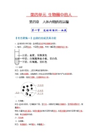 初中生物中考复习 考点04++人体内物质的运输-【考点聚焦】2022年中考生物知识手册速查（人教版）