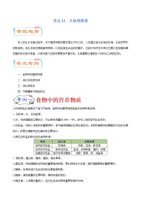 初中生物中考复习 考点12  人体的营养（考点详解）-备战2021年中考生物考点微专题