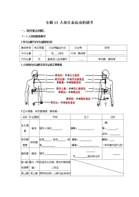 初中生物中考复习 专题13 人体生命活动的调节（原卷版）