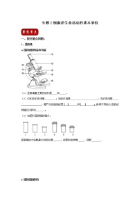 初中生物中考复习 专题02 细胞是生命活动的基本单位（原卷版）