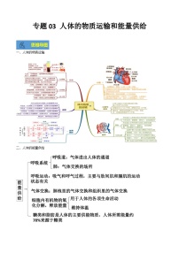 【期末总复习】2021-2022学年苏教版生物七年级下学期期末讲学案-专题03 人体的物质运输和能量供给（原卷版+解析版）