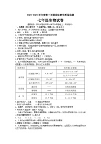 安徽省宣城市2022-2023学年七年级下学期生物期末检测试卷（含答案）