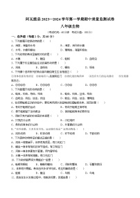 新疆阿克苏地区阿瓦提县2023-2024学年八年级上学期期中生物试题(无答案)