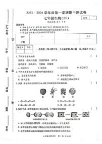 河南省新乡市卫辉市2023-2024学年七年级上学期期中生物试题