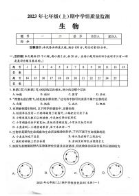 湖南省邵阳市新邵县2023-2024学年七年级上学期期中生物学试题