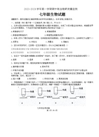 山东省枣庄市市中区2023-2024学年七年级上学期期中联合教研质量检测生物试题